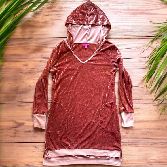 Betsey Johnson Crushed Velvet Hoodie Dress – Size Small - Picture 6 of 16